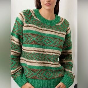Scotch & Soda Metalic Fair Isle Green and Tan Sweater
Size XS